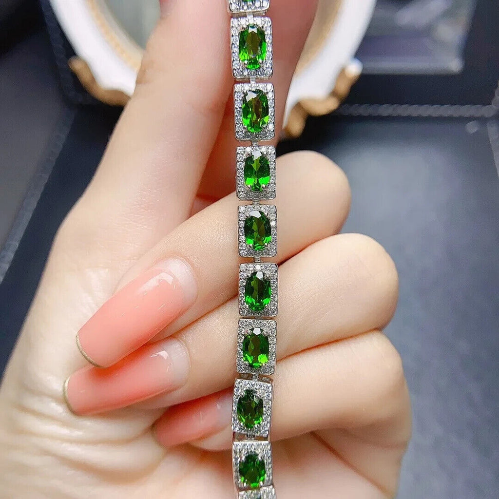 Chrome Diopside Tennis Bracelet, Oval Cut 4x6mm Chrome Diopside Bracelet