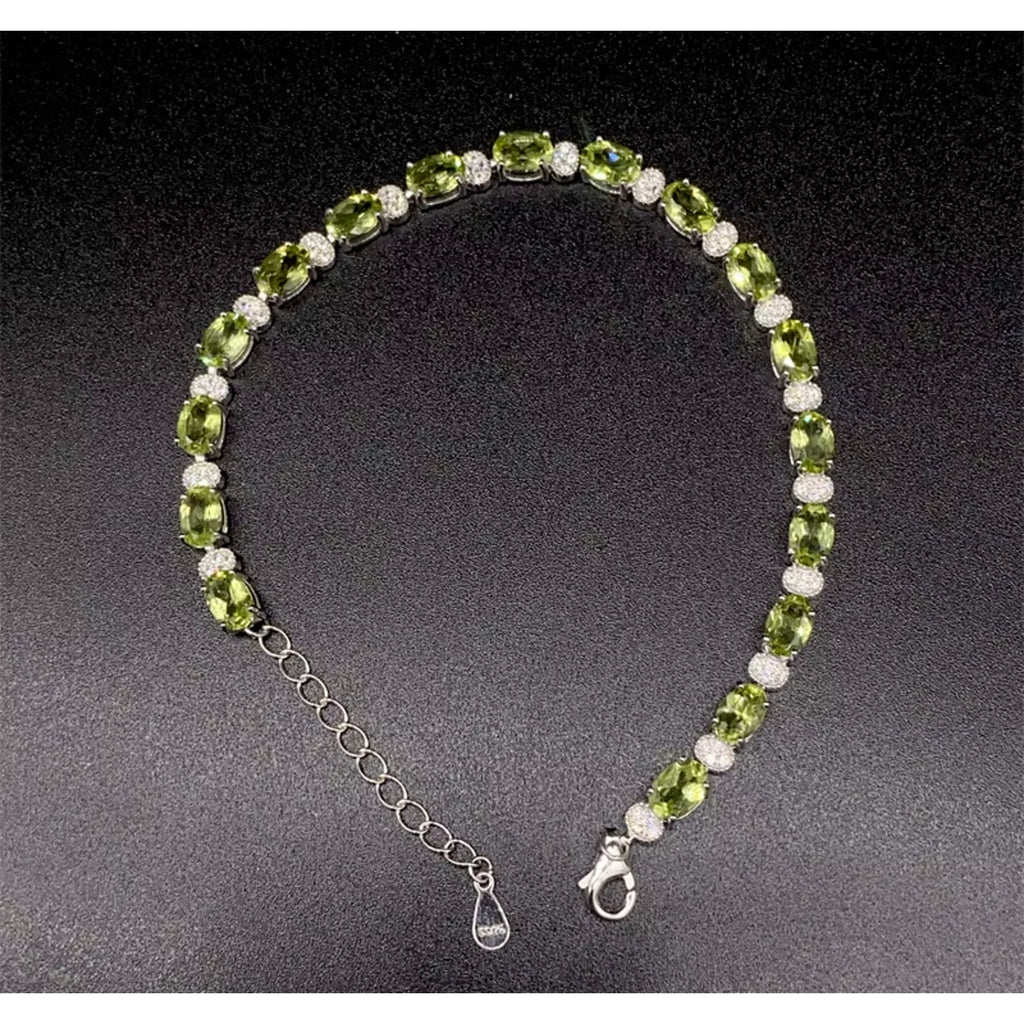 Natural Peridot August Birthstone Tennis Bracelet 925 Sterling Silver