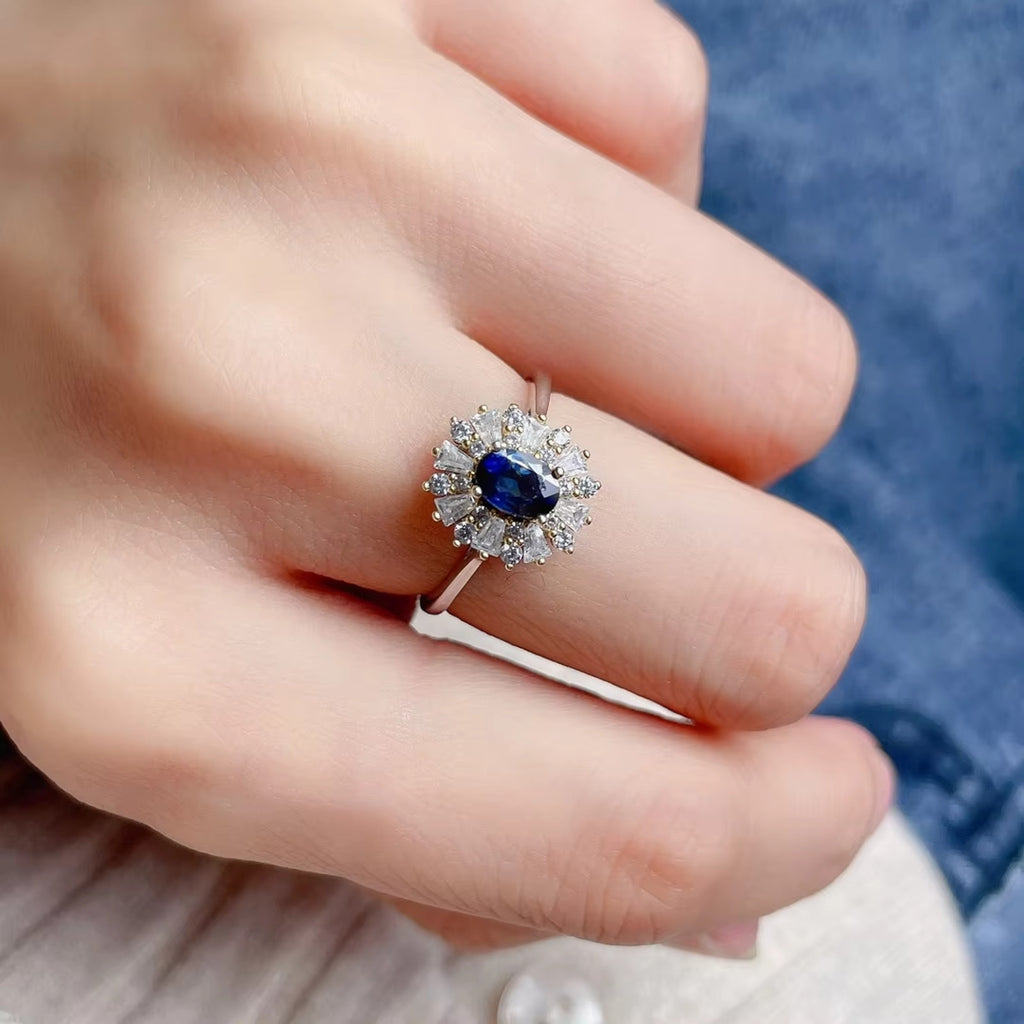 0.5CT Natural Sapphire Ring Platinum Plated, Sapphire Engagement Ring