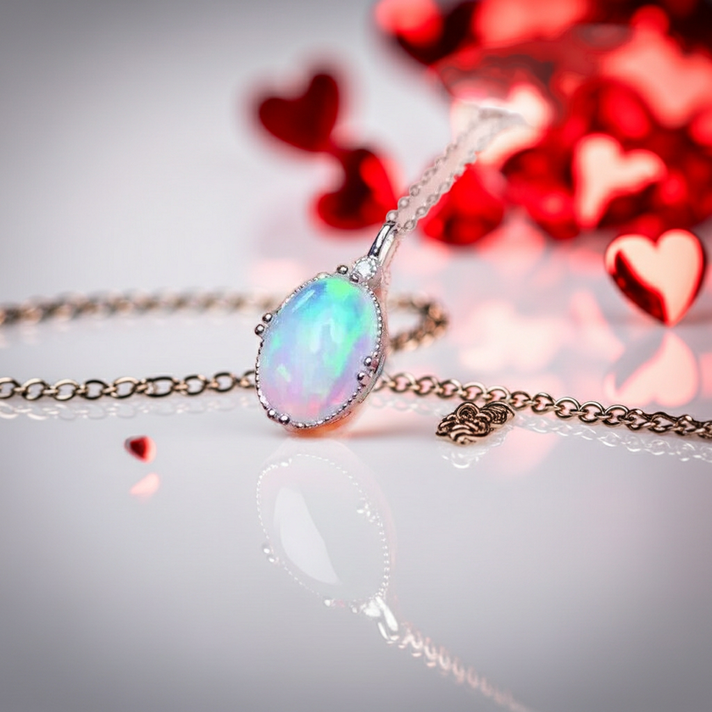 Australian Fire Opal Pendant Necklace 10x14mm 925 Sterling Silver