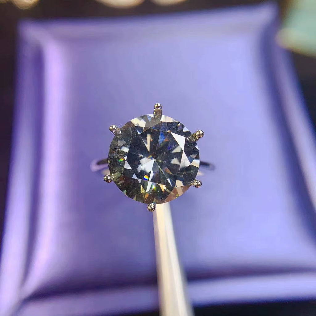 Moissanite Ring, Moissanite, VVS1 Miossanite, Gray Moissanite, White Moissanite, Solitaire Moissanite Ring, Round Brilliant Cut Moissanite Ring, Moissanite Ring, Round Brilliant Cut, 5 Carat Moissanite Ring, Moissanite Jewelry