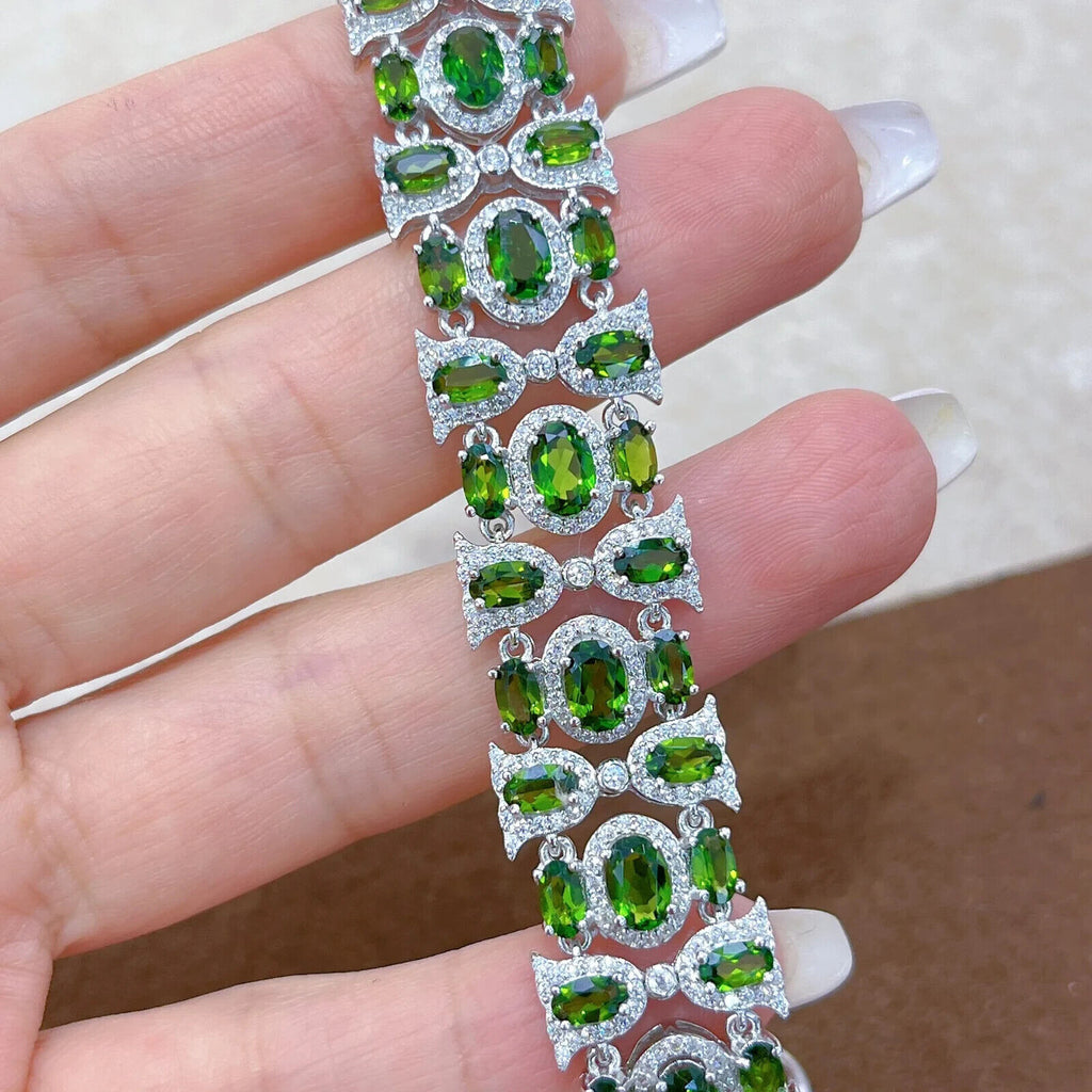 Chrome Diopside Multilayer Tennis Bracelet, Natural Gemstone Bracelet CZ