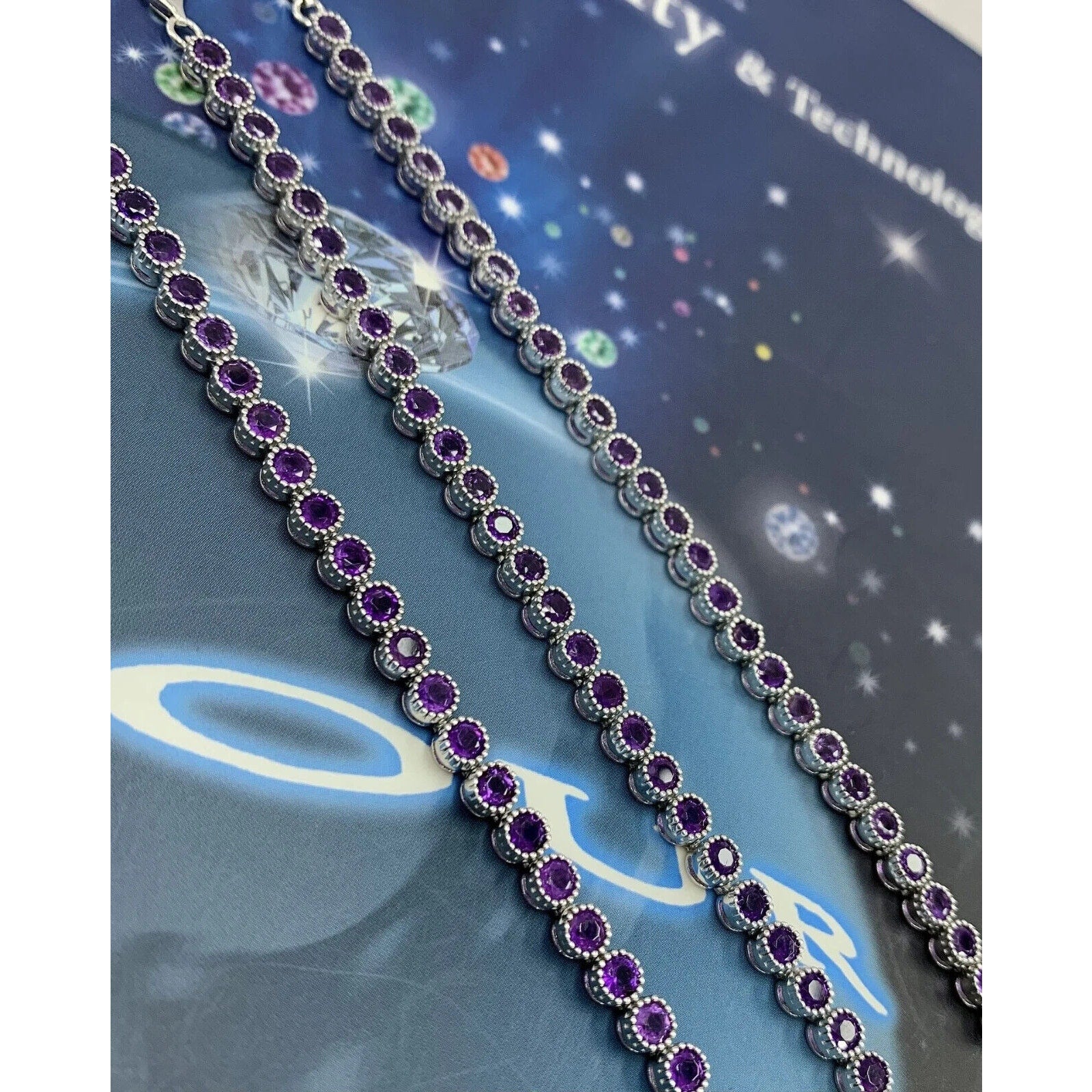 Women's Amethyst Tennis Bracelet, Sterling Silver Amethyst Bracelet