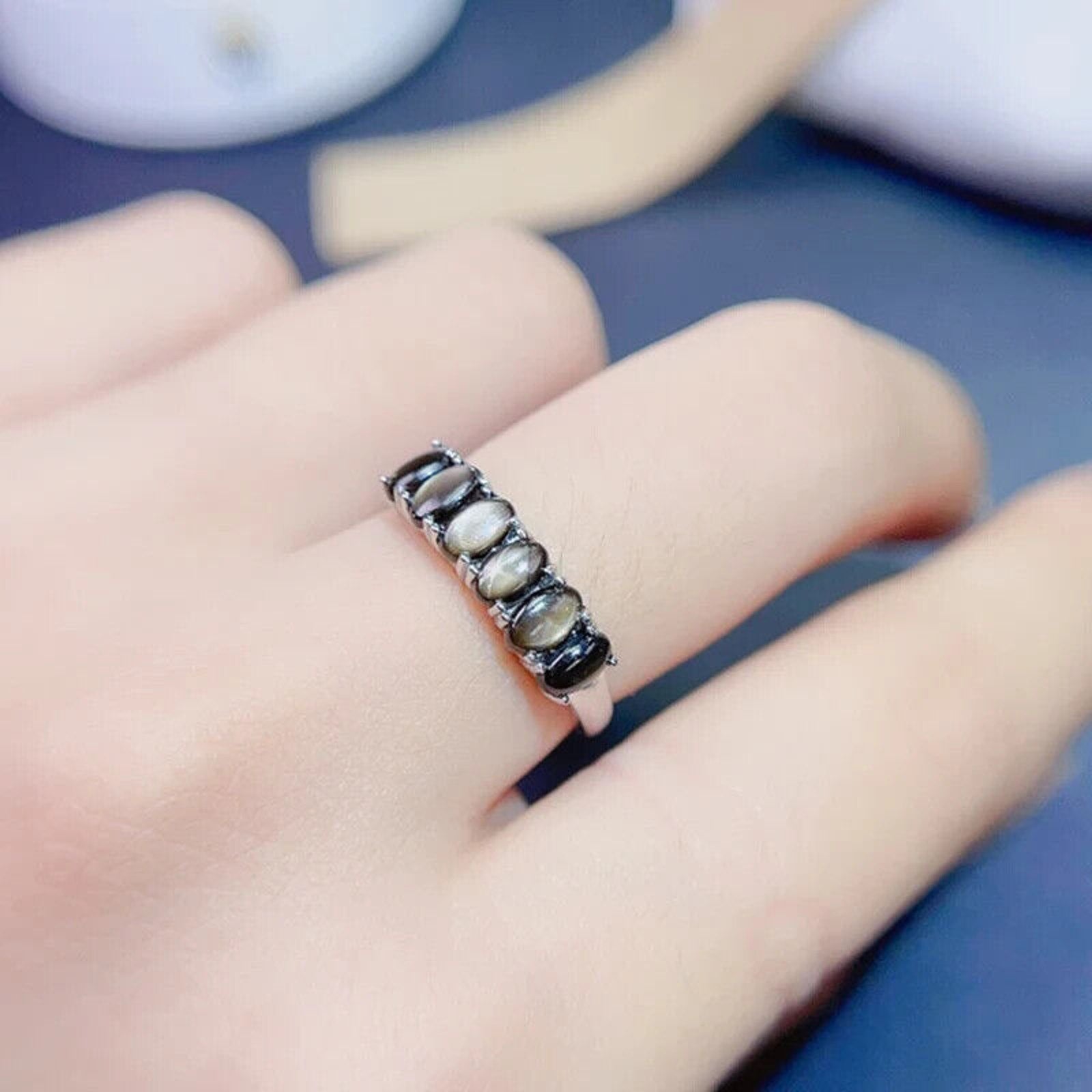 Star Sapphire, Natural Star Sapphire Ring, Star Light Sapphire Band Ring