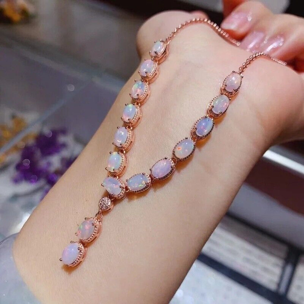 Opal Pendant Necklace, White Opal Stone, Opal Stone Pendant, Fire Opal Y Drop