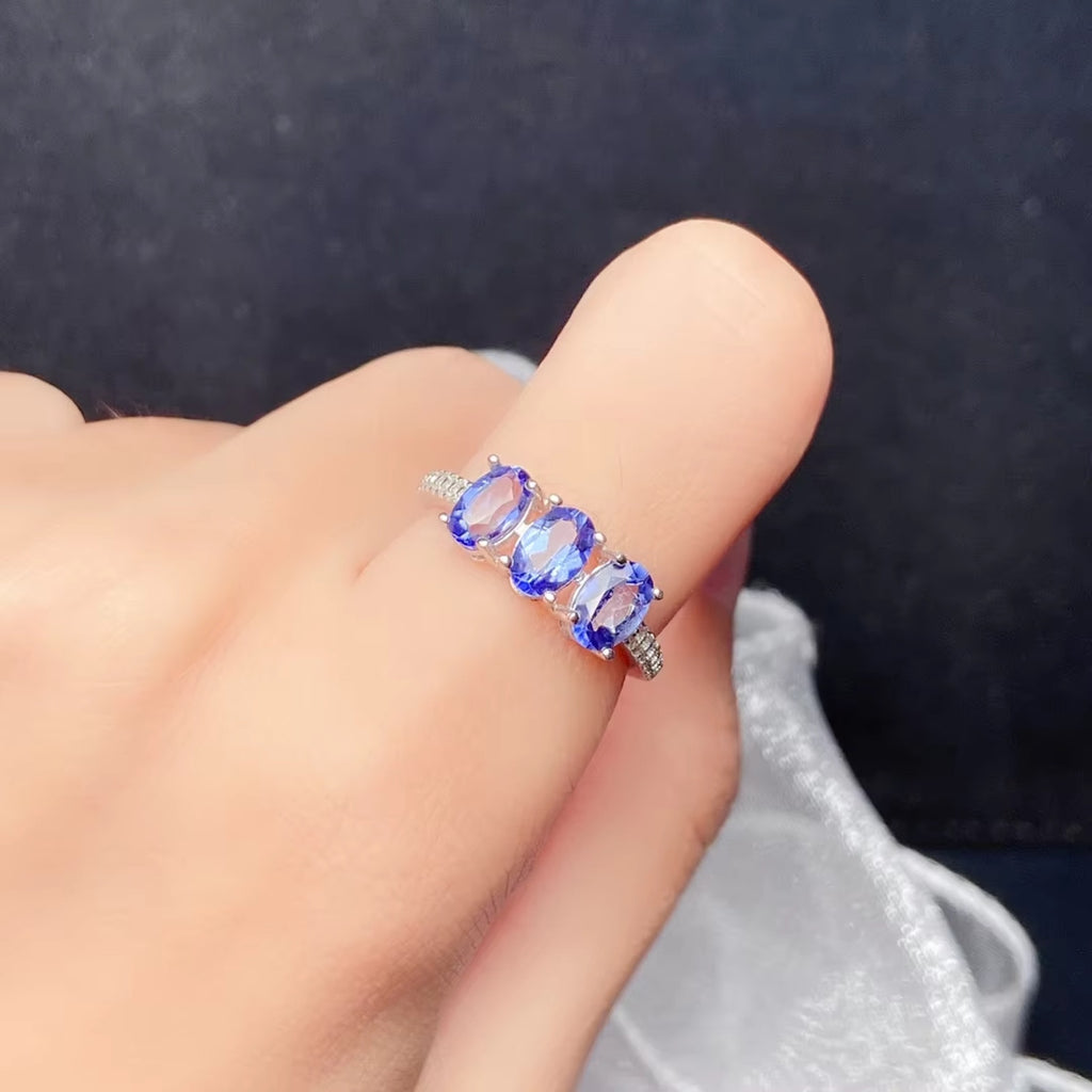 Tanzanite Ring, Natural Tanzanite Sterling Silver Ring, Purple Tanzanite Ring