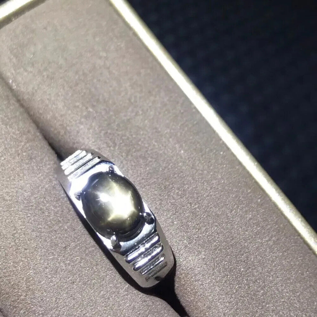 Star Sapphire, Men's Star Sapphire Ring, Star Light Sapphire Ring 7x9mm, 2CT