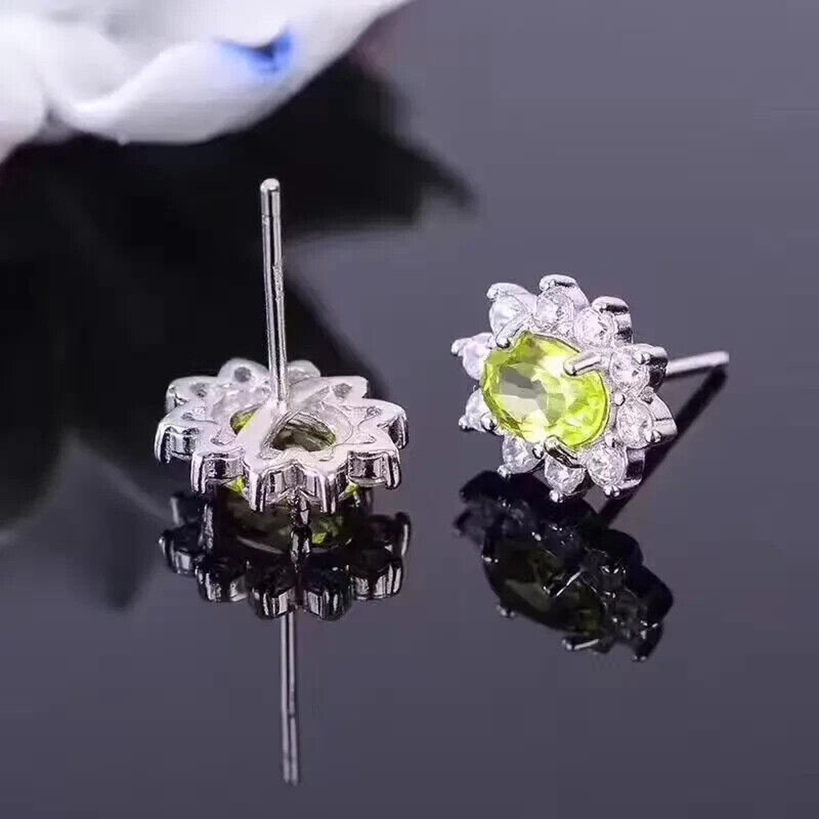 August Peridot Birthstone Jewelry Set 925 Sterling Silver