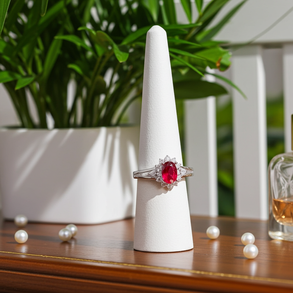 Natural Burma Ruby Cocktail Ring 4x6mm