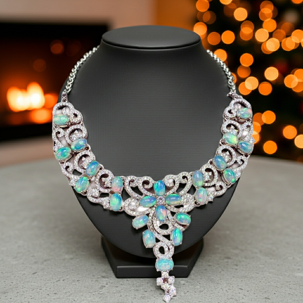 Australian White Opal Statement Necklace, Women's White Opal Statement Necklace