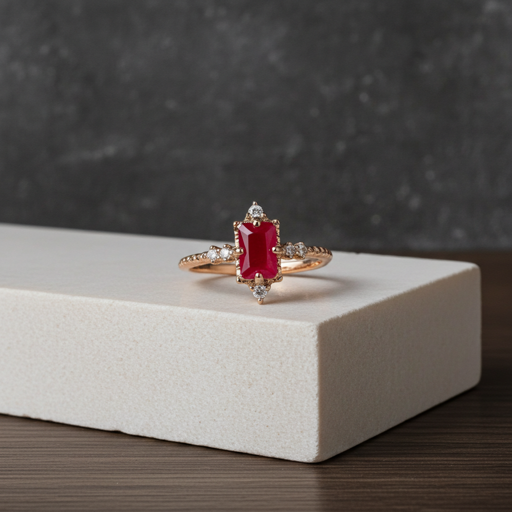 Dainty Natural Ruby Ring, Women's Natural Ruby Ring 4x6mm Sterling Silver