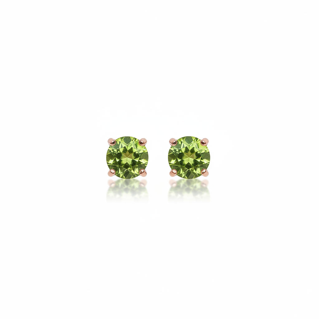 Natural Peridot Earrings, August Birthstone Peridot Stud Earrings 5mm