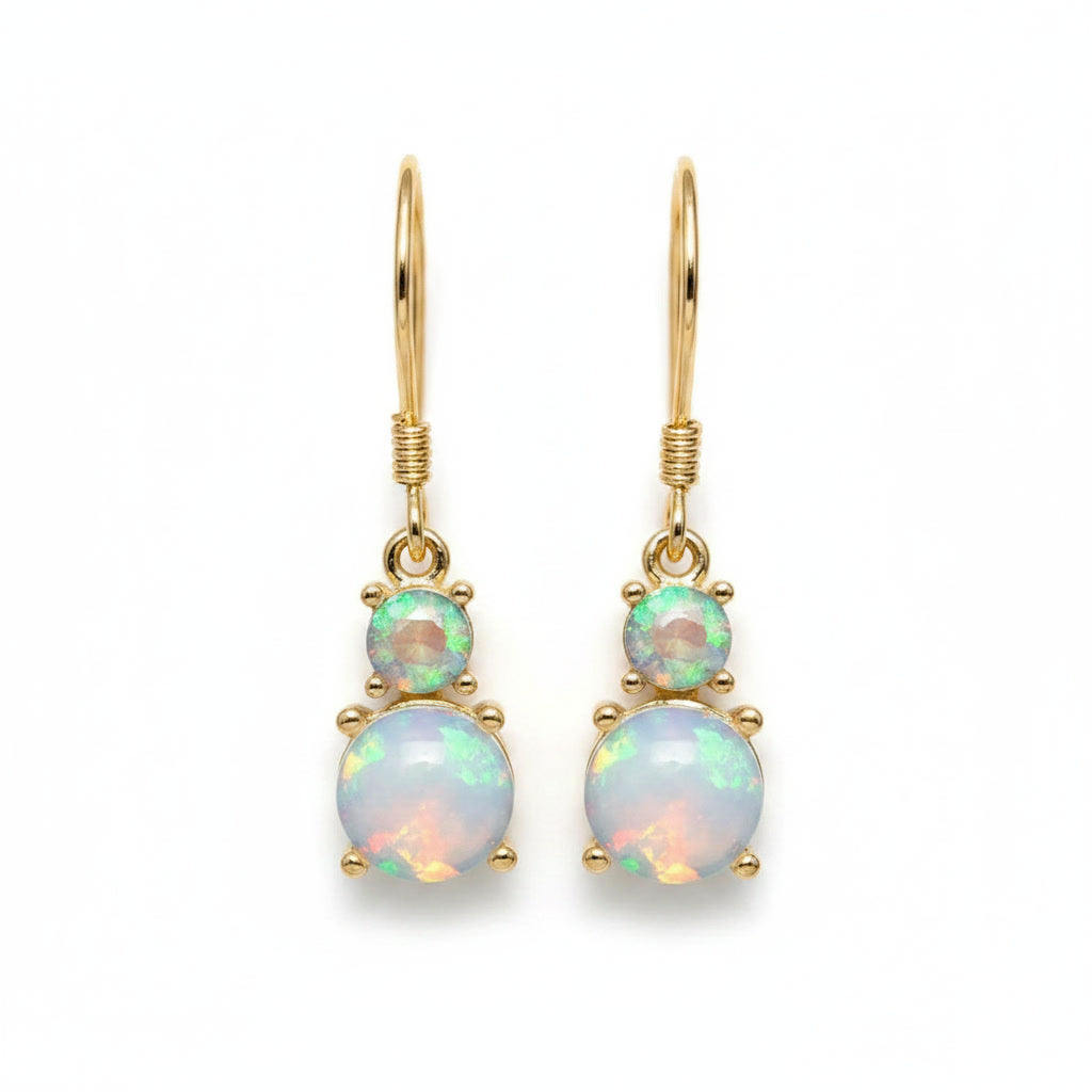 Fire Opal Dangle Earrings 6mm 925 Sterling Silver