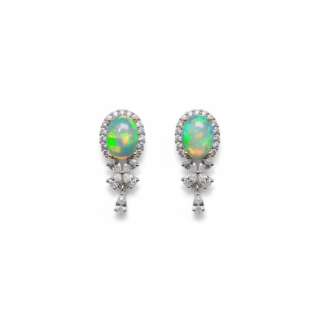Natural Australian Opal Banquet Earrings 6x8mm