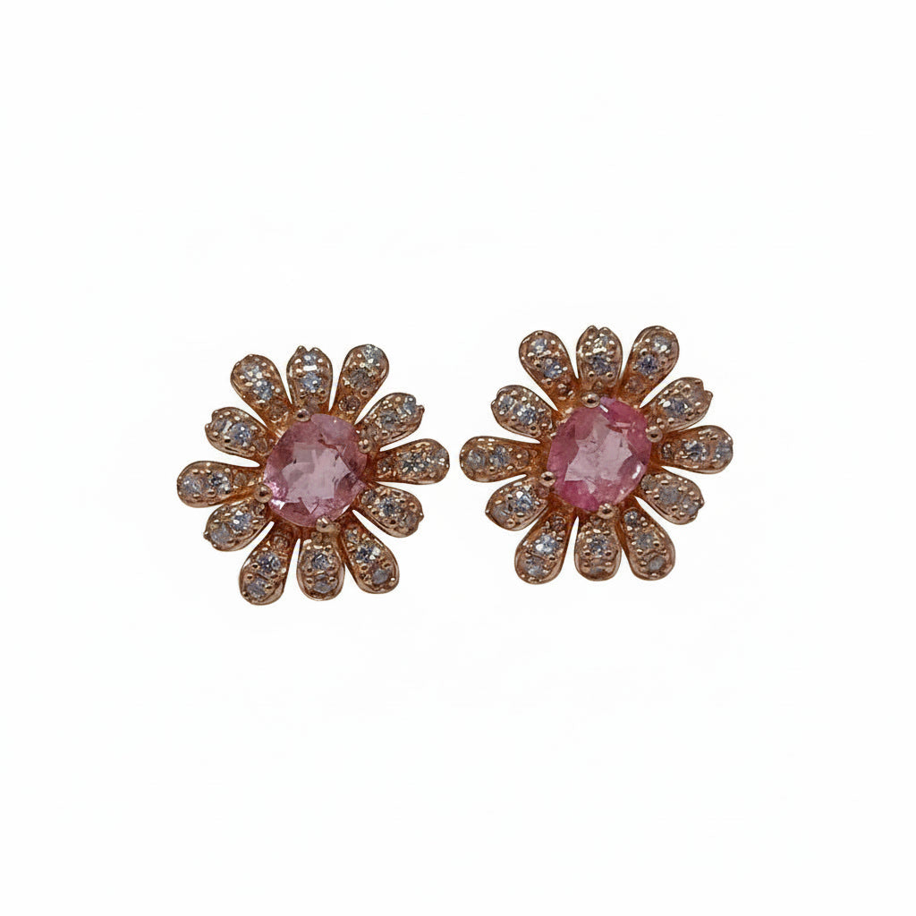 Brazilian Pink Tourmaline Earrings 5x6mm 925 Sterling Silver