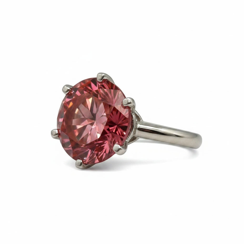 5CT VVS1 Round Brilliant Cut Red Moissanite Ring