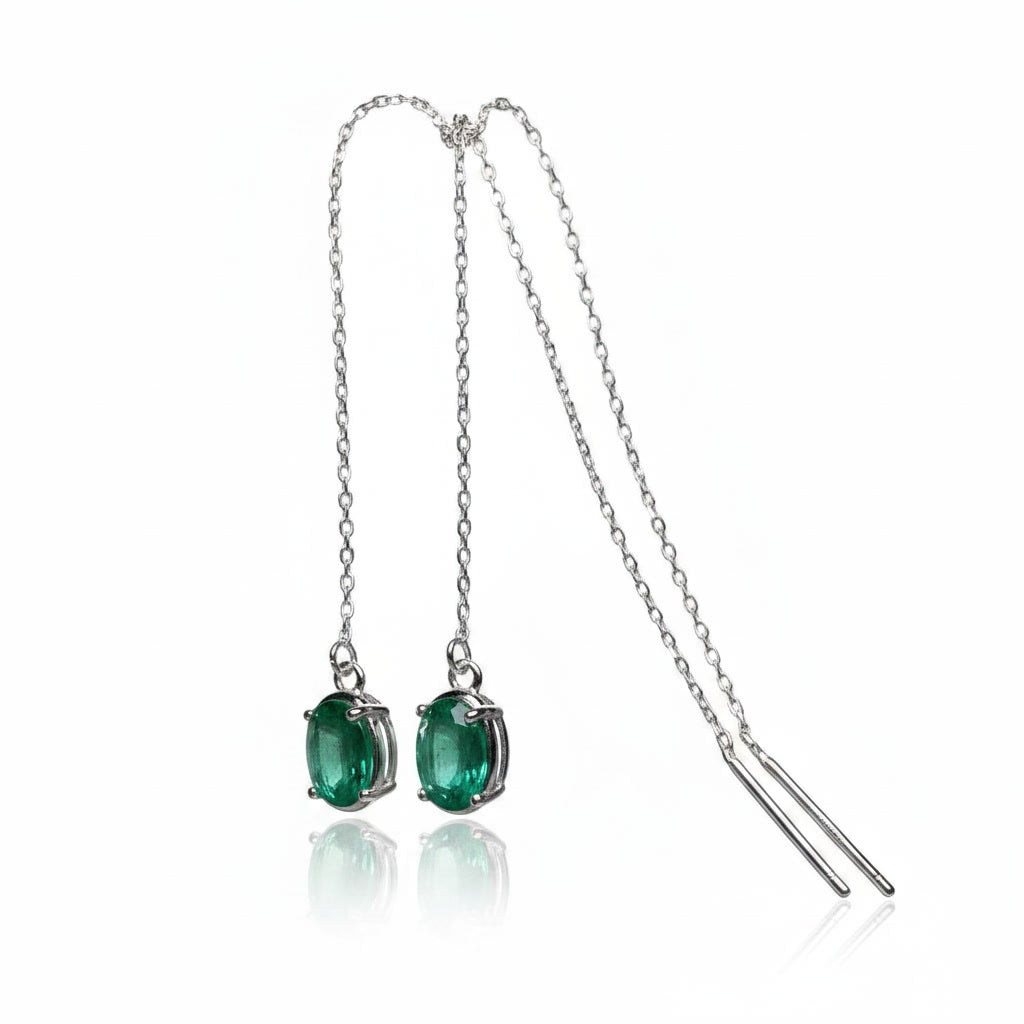 Colombian Emerald Dangle Earrings 4x6mm, 5x7mm, or 6x8mm, Natural Emerald