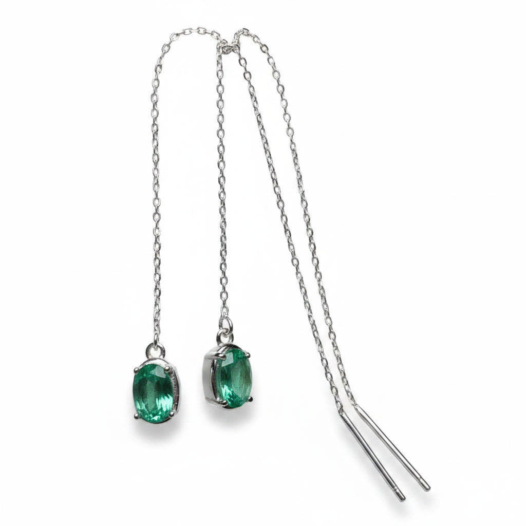 Colombian Emerald Dangle Earrings 4x6mm, 5x7mm, or 6x8mm, Natural Emerald