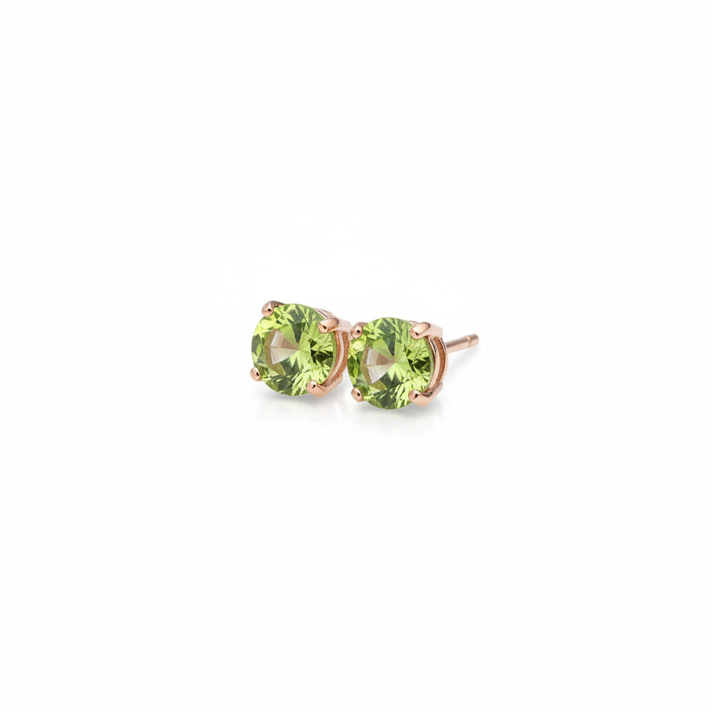Natural Peridot Earrings, August Birthstone Peridot Stud Earrings 5mm
