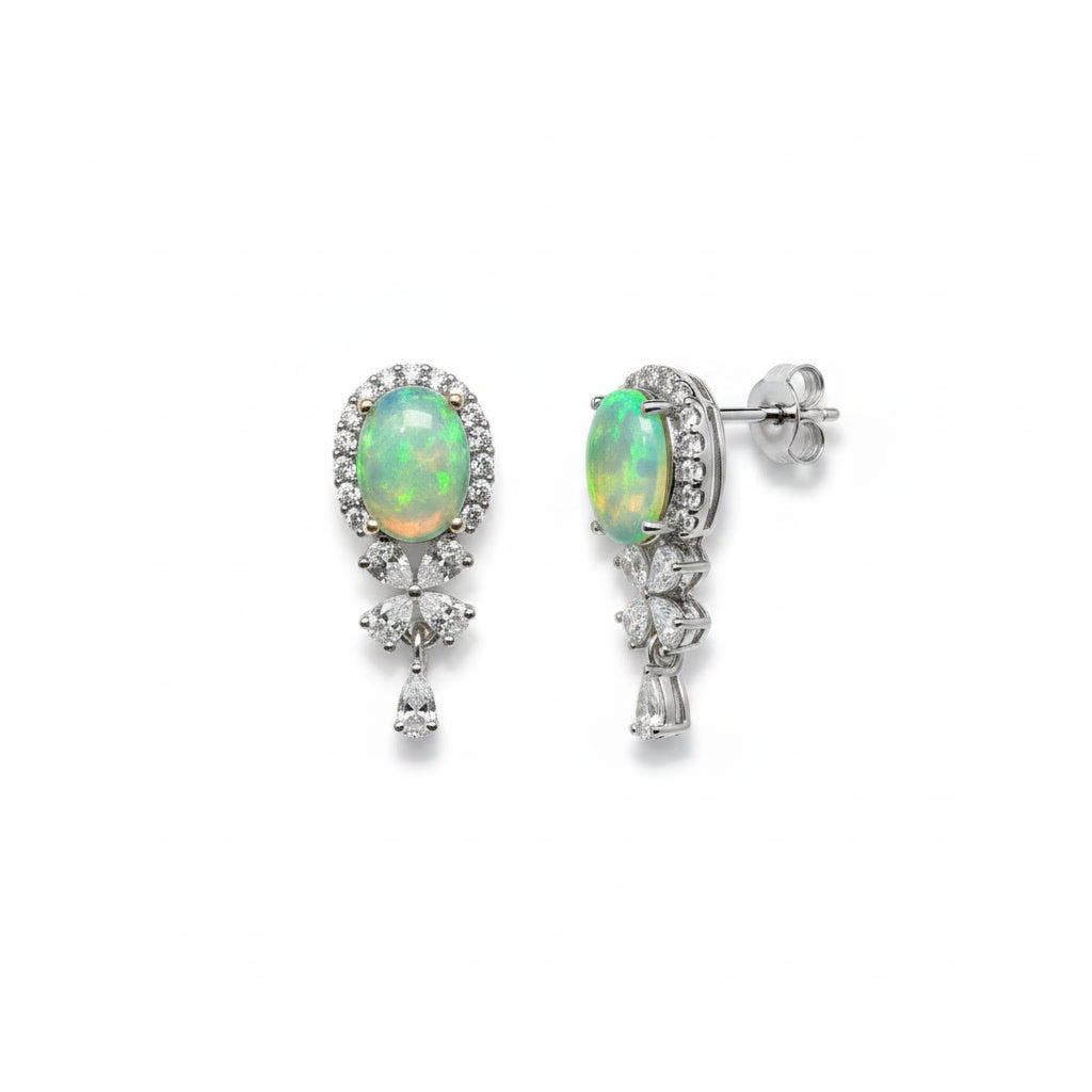 Natural Australian Opal Banquet Earrings 6x8mm