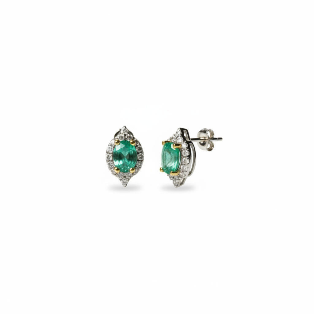 Colombian Emerald Oval Cut Stud Earrings 4x5mm