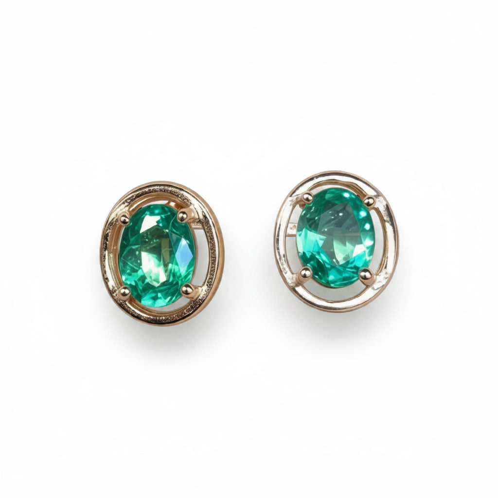 Colombian Emerald Stud Earrings 4x5mm 925 Sterling Silver