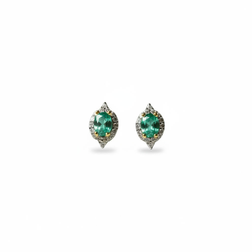 Colombian Emerald Oval Cut Stud Earrings 4x5mm