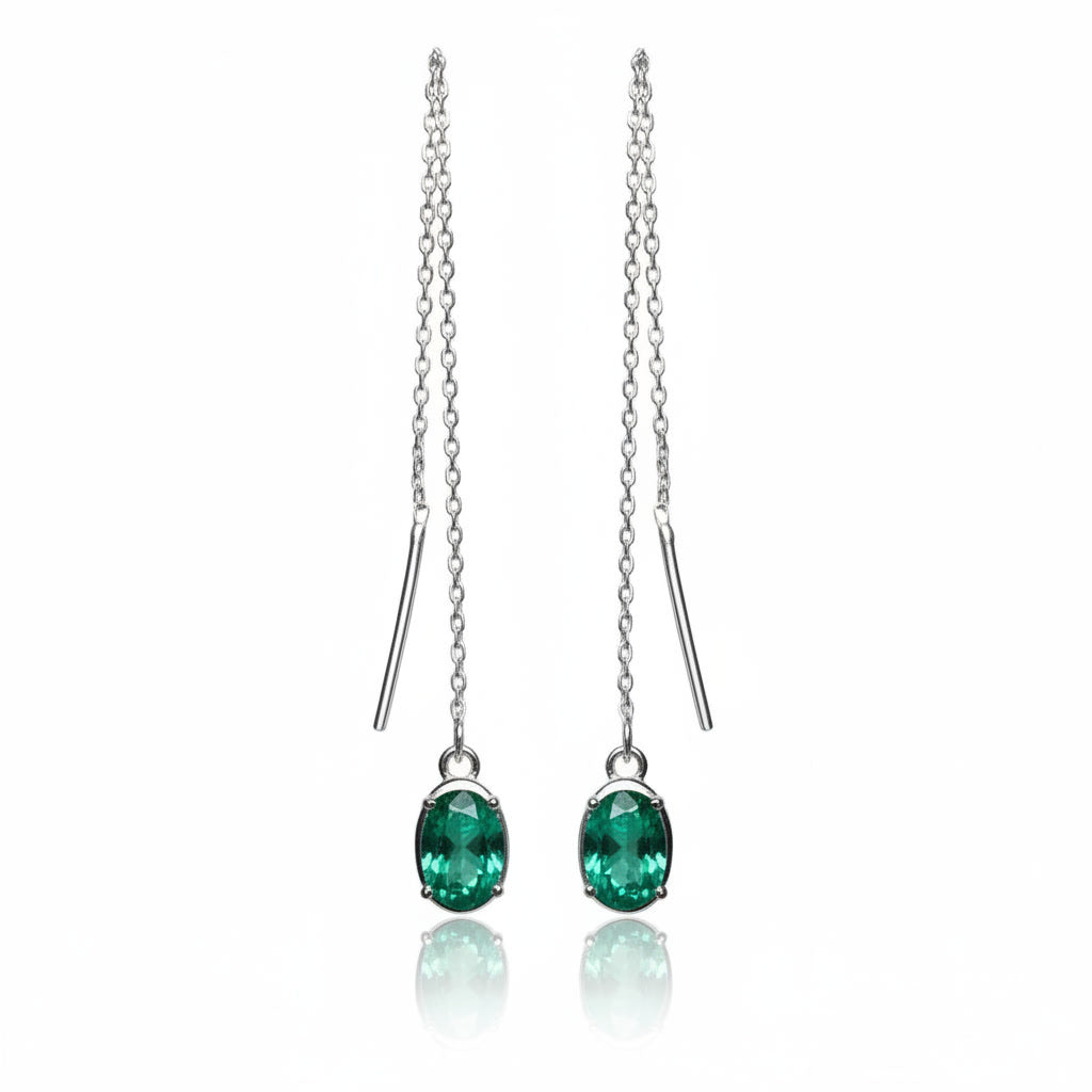 Colombian Emerald Dangle Earrings 4x6mm, 5x7mm, or 6x8mm, Natural Emerald