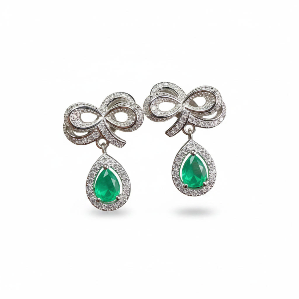 Colombian Emerald Twist Stud Earrings, Natural Emerald Stud Earrings