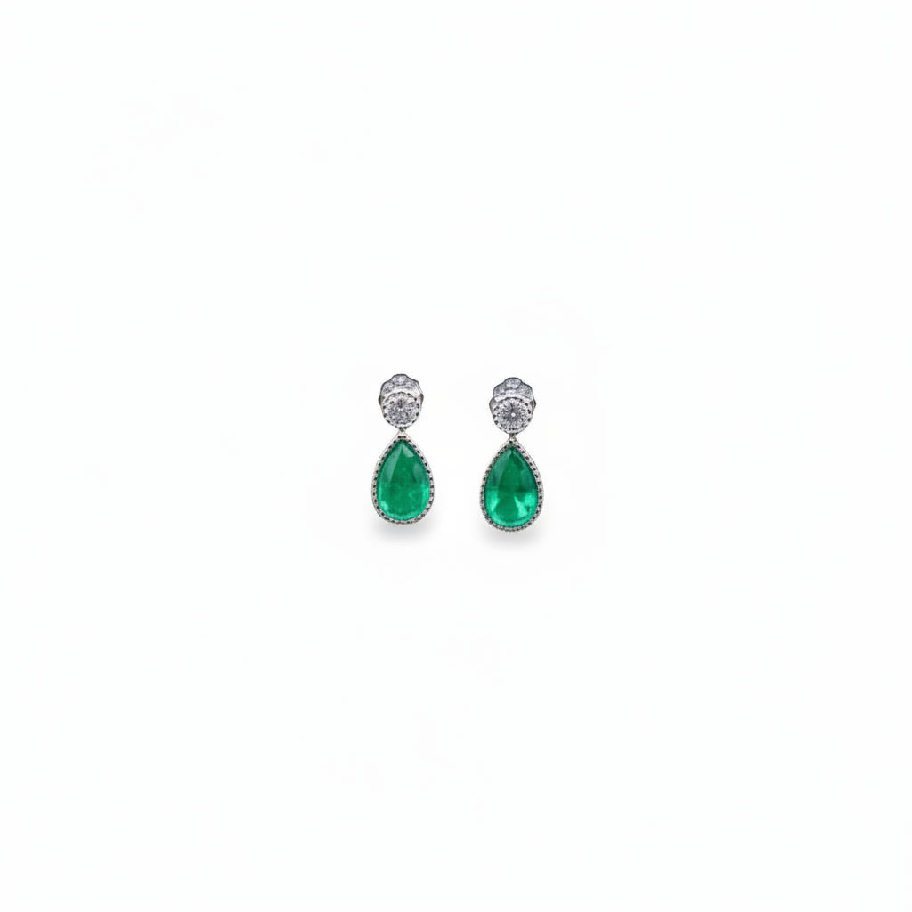 Emerald Teardrop Stud Earrings 4x6mm Natural Emerald