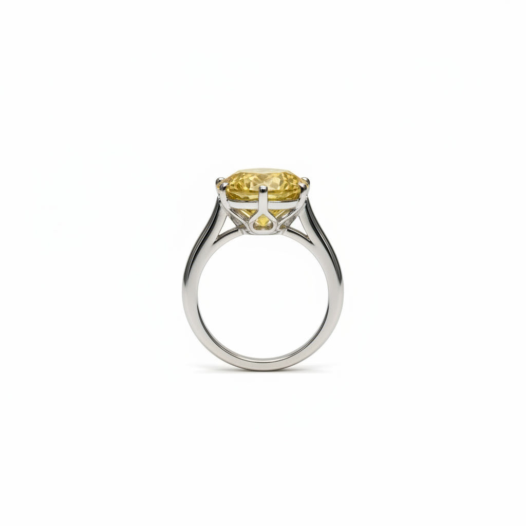 5 Carat Round Cut Yellow Moissanite Ring, 925 Sterling Silver Moissanite Ring
