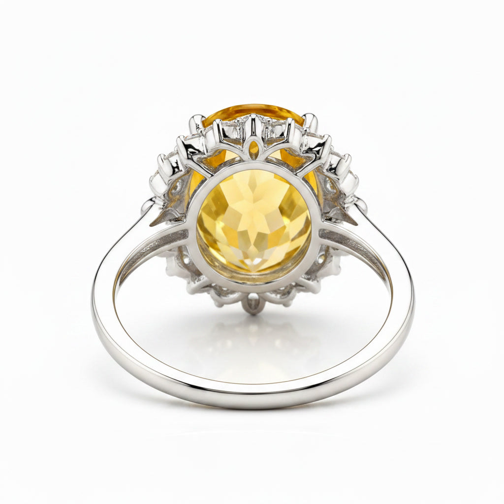 Side profile of 10x14mm natural citrine ring in 925 sterling silver