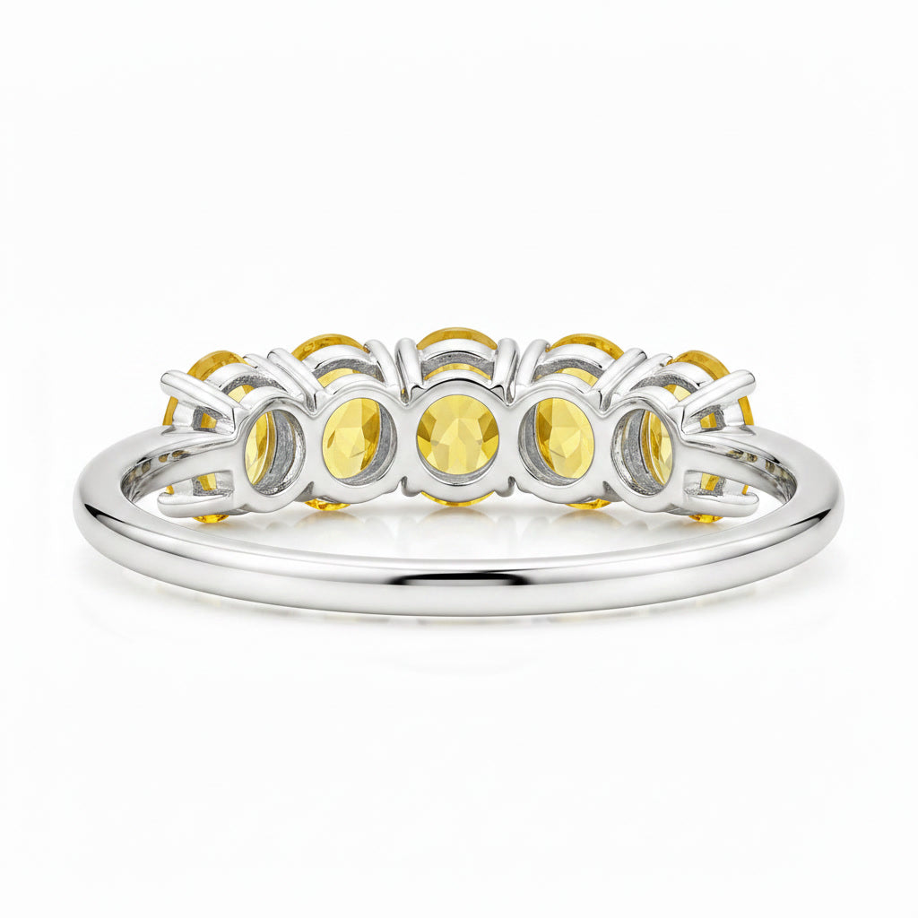 Side profile of natural citrine gemstone band in 925 sterling silver