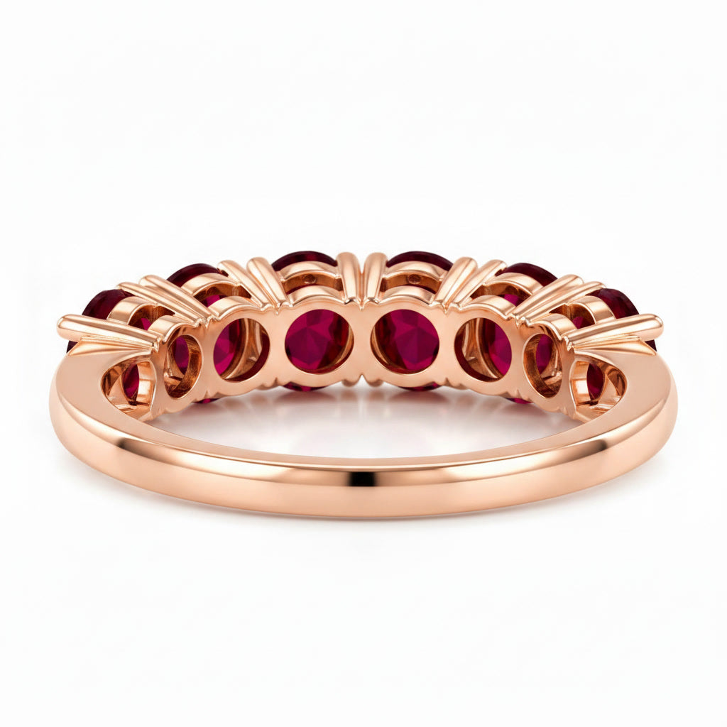 Natural Ruby Band Ring – 3x4mm Oval Cut Ruby Five-Stone Ring in 925 Sterling Silver