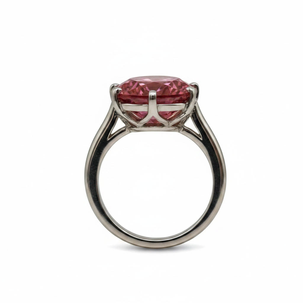 5CT VVS1 Round Brilliant Cut Red Moissanite Ring