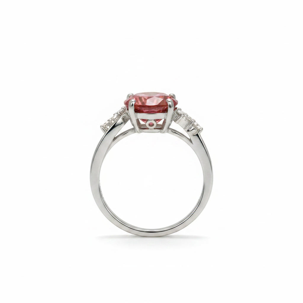 VVS1 Round Brilliant Cut 2CT Red Moissanite Ring