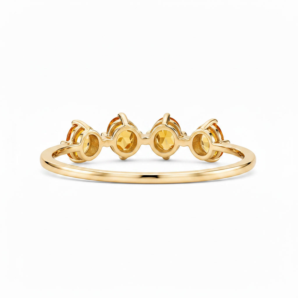 Side profile of natural citrine gemstone ring in 925 sterling silver