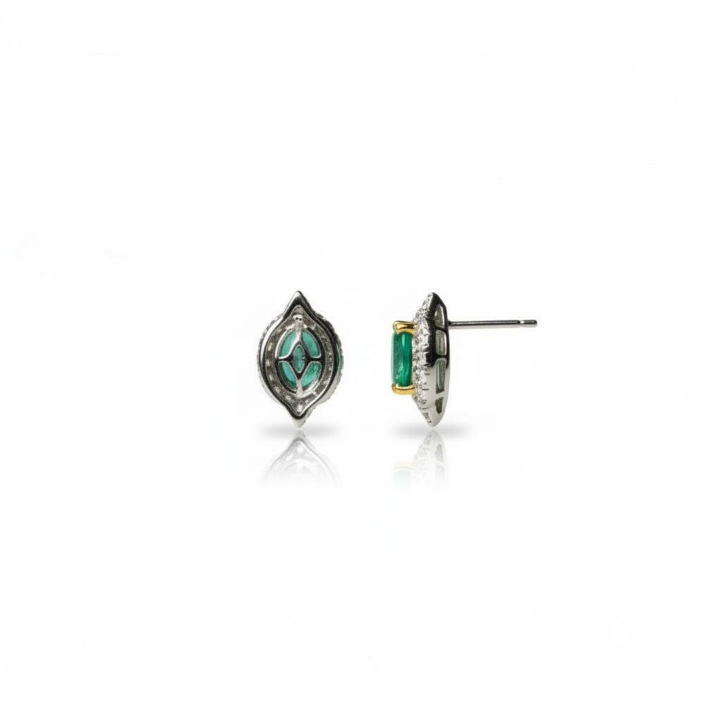 Colombian Emerald Oval Cut Stud Earrings 4x5mm