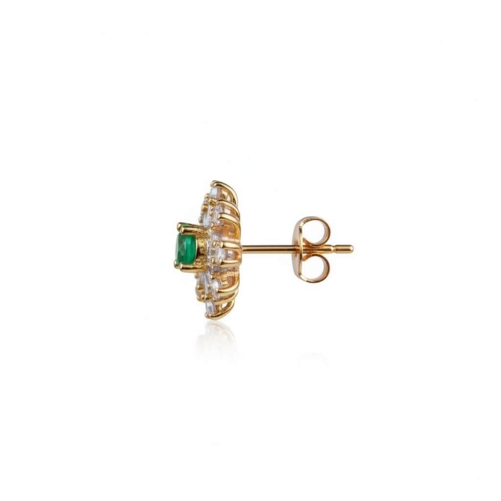 Colombian Emerald Dainty Flower Earrings