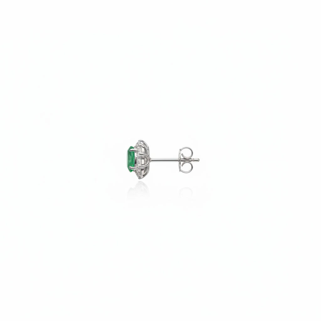 Natural 4x5mm Colombian Emerald Stud Earrings 925 Sterling Silver