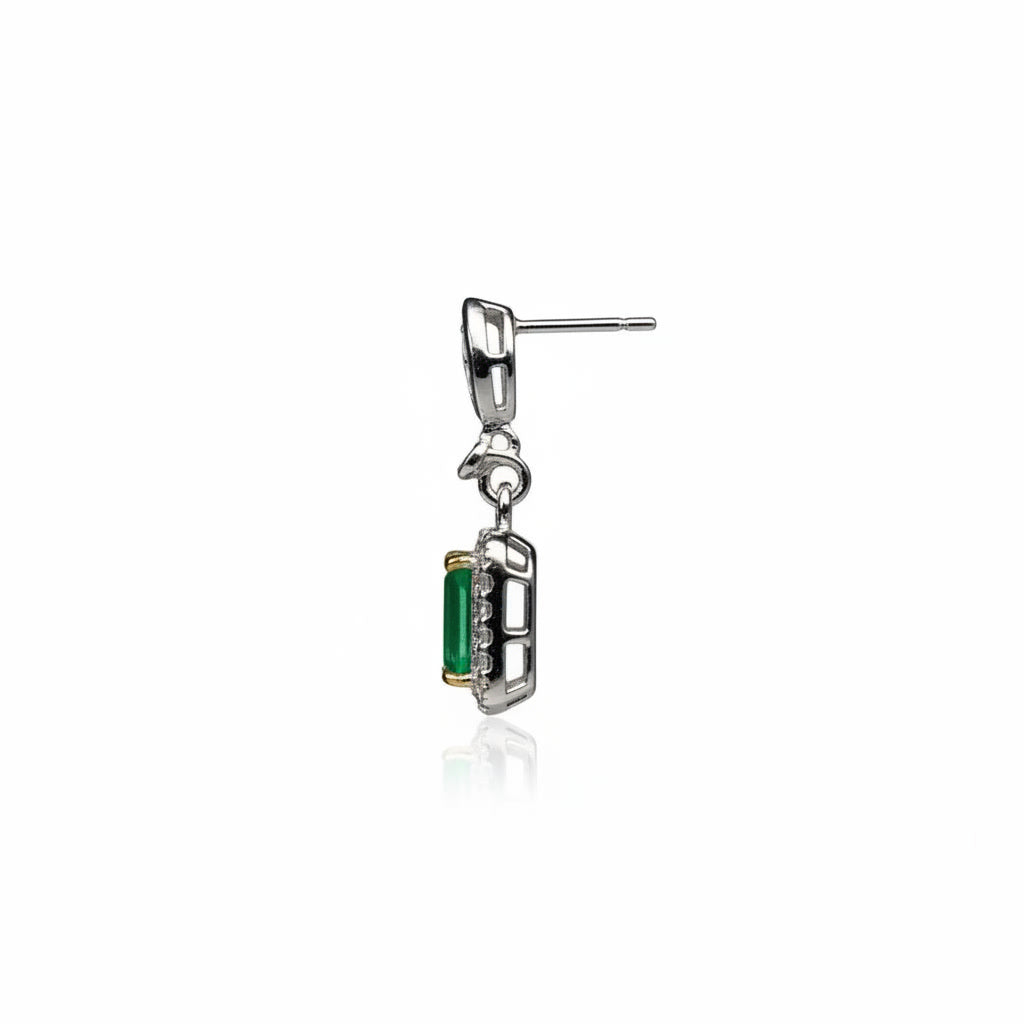 Emerald Cut Colombian Emerald Dangle Earrings 3x5mm