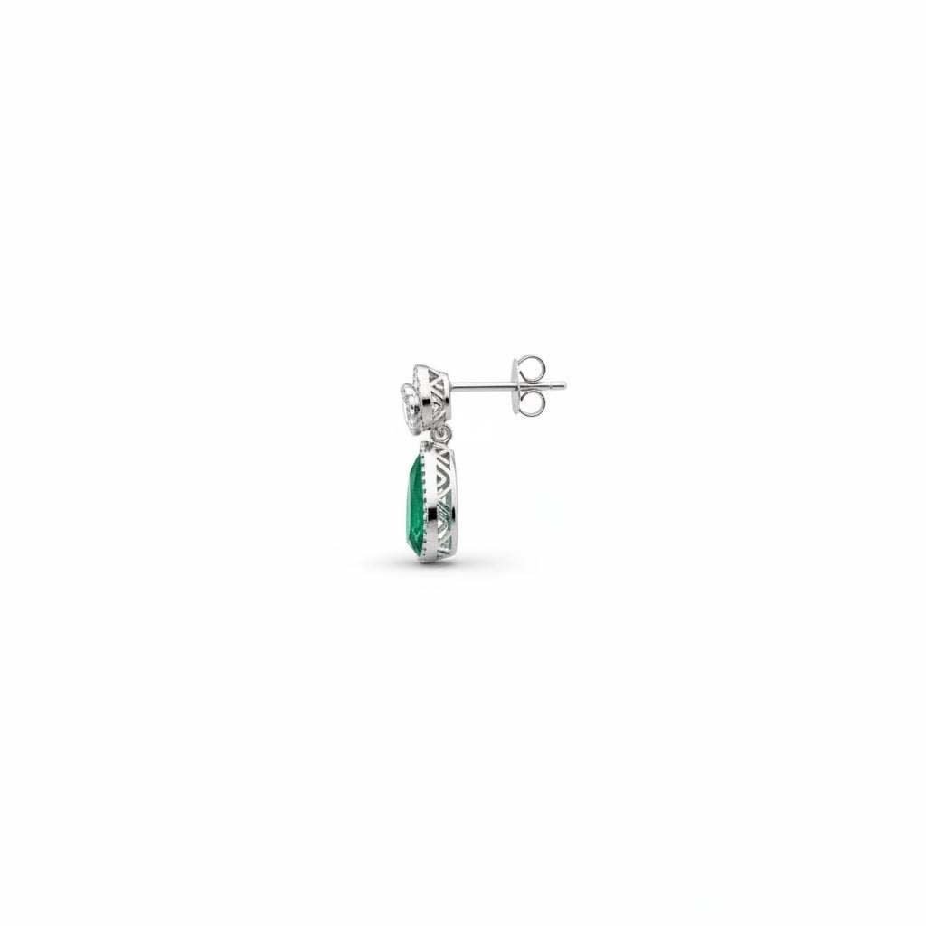 Emerald Teardrop Stud Earrings 4x6mm Natural Emerald