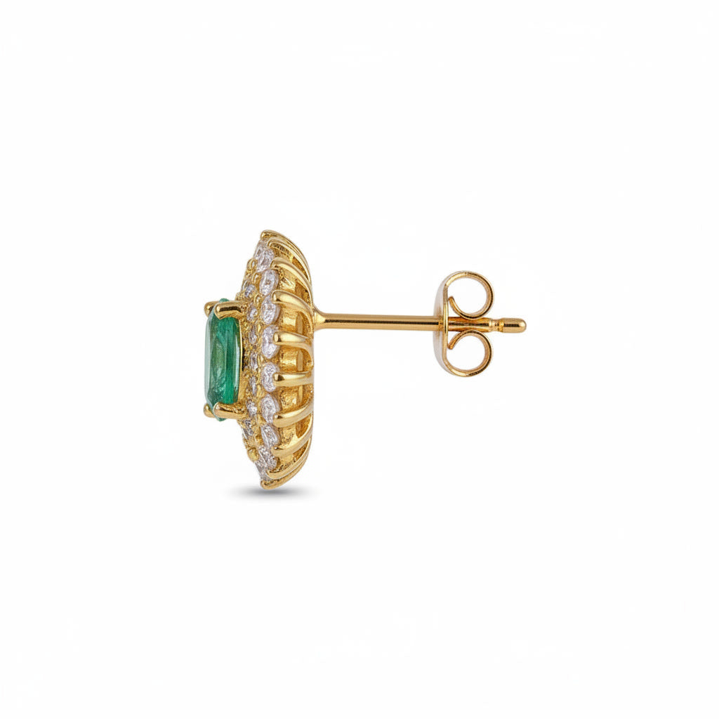 Colombian Emerald Cluster Stud Earrings 4x6mm