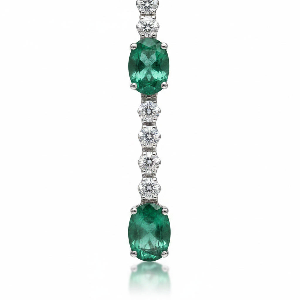 Bright Green Emerald Drop Dangle Earrings VVS Grade 925 Sterling Silver
