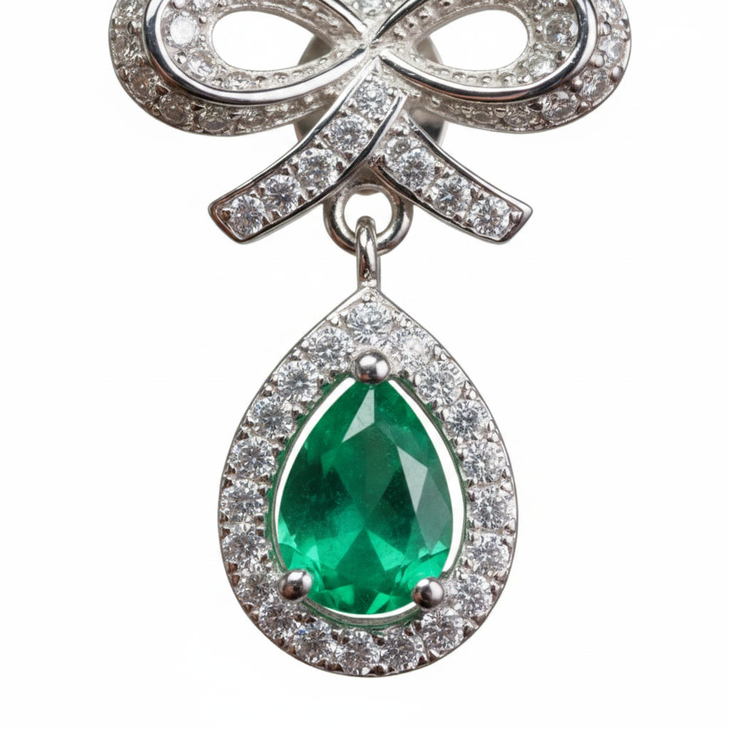 Colombian Emerald Twist Stud Earrings, Natural Emerald Stud Earrings
