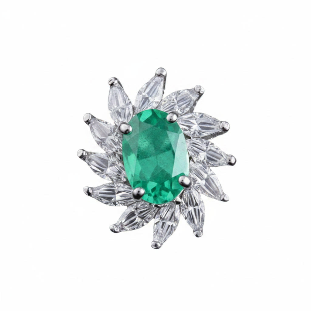 Colombian Emerald Cluster Stud Earrings, Natural Emerald Stud Earrings 4x6mm