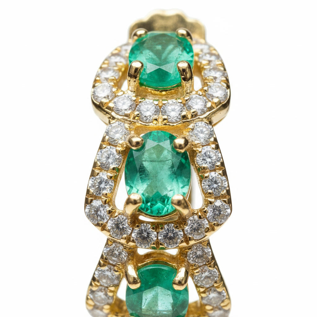 Natural Emerald Hoop Earrings 14k Gold Plated, Emerald Jewelry