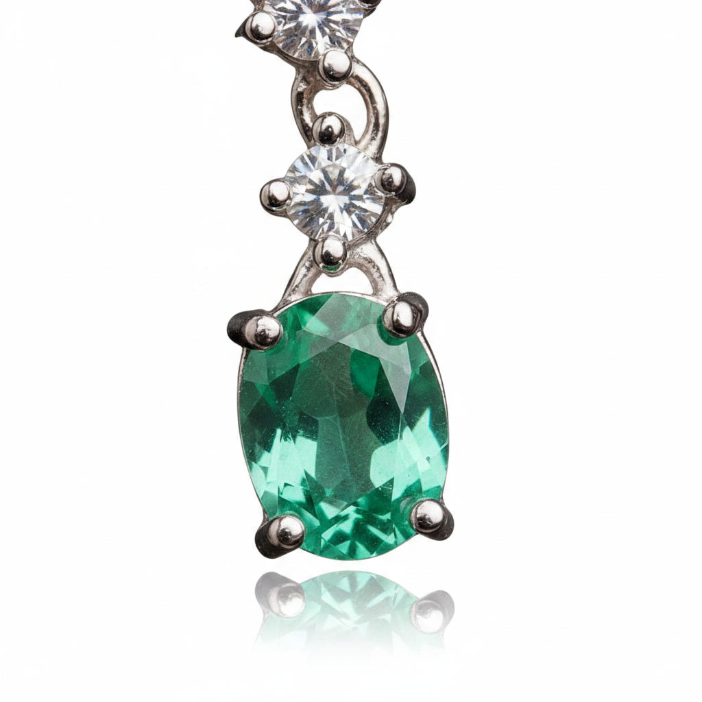 Colombian Emerald and Burma Ruby Leaf Earrings, Emerald and Ruby Stud Earrings