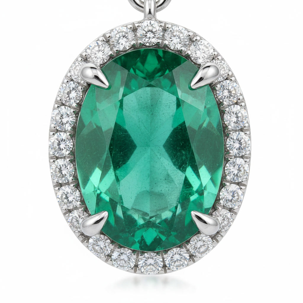 Emerald Drop Dangle Earrings 4x6mm 925 Sterling Silver with Platinum