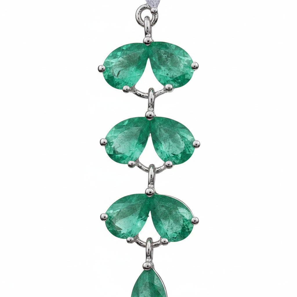 Natural Emerald Drop Dangle Leaflet Earrings 3x4mm